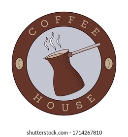 Coffee shop logo template, natural abstract coffee cup with steam, coffee house emblem, creative cafe logotype, modern trendy symbol design vector illustration isolated on white background sign