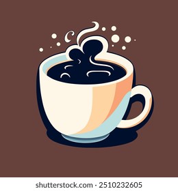Modelo de logotipo da cafeteria, xícara de café abstrata natural com vapor, emblema da casa de café, logotipo criativo do café, símbolo moderno na moda design vetor ilustração isolada no sinal de fundo branco