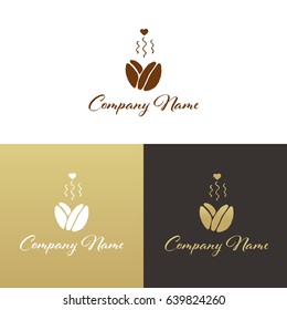 Coffee shop logo template, natural abstract coffee cup with steam, coffee house emblem, creative cafe logotype, modern trendy symbol design vector illustration isolated on white background sign