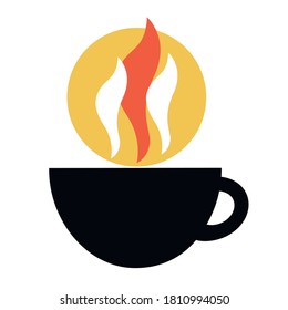 Logo für Tee oder Kaffeetasse. Dampf. Trendy flacher Vektor. Café-Symbol, Frühstück, Morgenkaffee