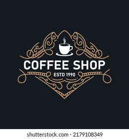 coffee shop logo template with vintage style