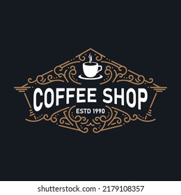 coffee shop logo template with vintage style