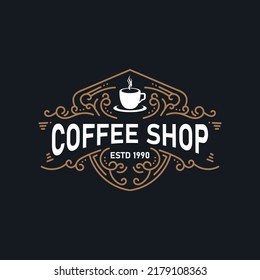 coffee shop logo template with vintage style