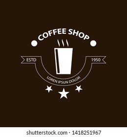 Coffee Shop Logo Template. White coffee vector sign. Retro vintage insignia.