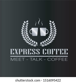 coffee shop logo vector design, black background