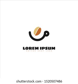 Coffee shop logo vector design isolated on white background. Coffe shop, coffee bean, coffee cup, cafe, bar.