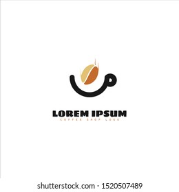 Coffee shop logo vector design isolated on white background. Coffe shop, coffee bean, coffee cup, cafe, bar.