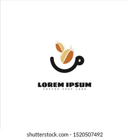 Coffee shop logo vector design isolated on white background. Coffe shop, coffee bean, coffee cup, cafe, bar.