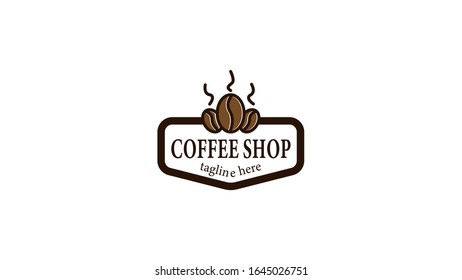coffee shop logo vector design with a prominent coffee bean concept