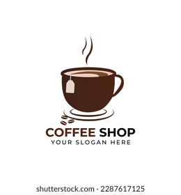 Coffee shop logo vector design template