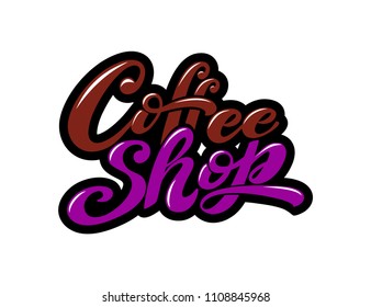 Coffee shop logo. Vector illustration of handwritten lettering. Vector elements for packaging, coffee labels, market, cafe design, restaurant menu and store.