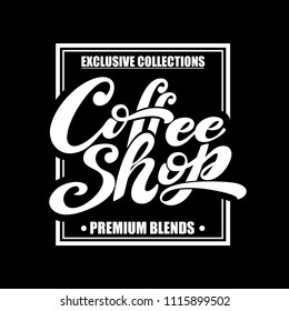 Coffee shop logo. Vector illustration of handwritten lettering. Vector elements for packaging, coffee labels, market, cafe design, restaurant menu and store.
