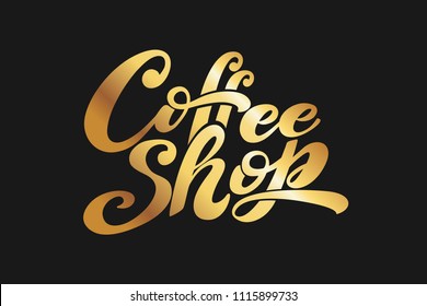 Coffee shop logo. Vector illustration of handwritten lettering. Vector elements for packaging, coffee labels, market, cafe design, restaurant menu and store.