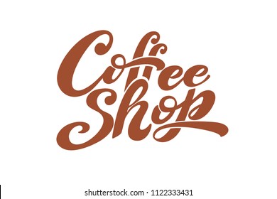 Coffee shop logo. Vector illustration of handwritten lettering. Vector elements for packaging, coffee labels, market, cafe design, restaurant menu and store.