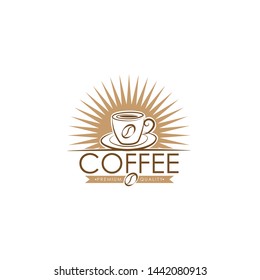 Coffee shop logo vector illustration. Espresso coffee icon symbol