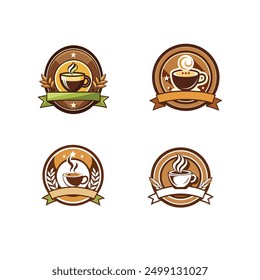 coffee shop logo vector illustration white background