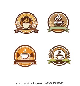 coffee shop logo vector illustration white background