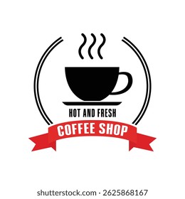 coffee shop logo vector label circle for restaurant cafe