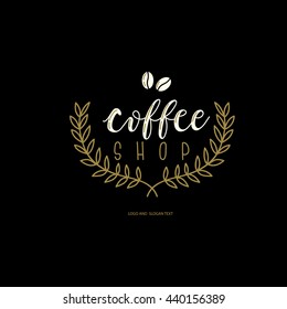 coffee shop logo vector logo template. hand drawing logo.