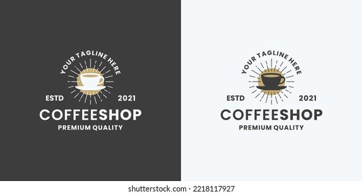 coffee shop logo. vintage coffee with silhouette logo design inspiration