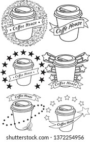 Coffee shop logo vintage vector set. Hipster and retro style. Perfect for your business design. - Vector