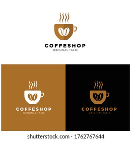 coffee shop logo, which consists of elements of coffee beans and cups. symbolizes a company in the beverage sector, namely coffee. vol 2