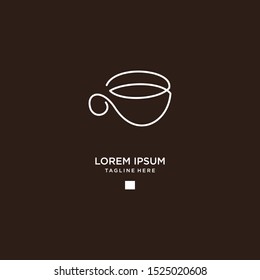 Coffee shop logo in white color. Coffee logo for coffee house or shop. Vector badge or logotype with cup. Vector Illustration .