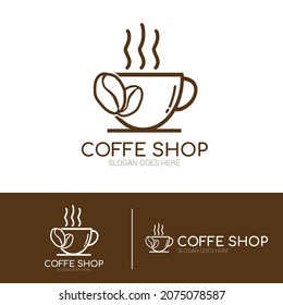 Coffee shop logo for your Brand. suitable for wall decoration, icon, logo, cafe, shop, coffeeshop, tee, t-shirt graphic. 2 style variants