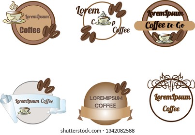 Coffee Shop Logos, Badges and Labels Design Elements set. Cup, beans, vector illustration.