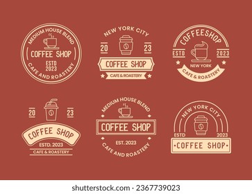 Coffee Shop Logos, Badges and Labels Design Elements set. Cup, coffee, cafe vintage style objects retro vector illustration bundle