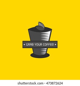 Coffee Shop Logos, Badges and Labels Design Elements. Cup, beans, cafe vintage style objects retro vector illustration.