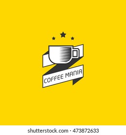 Coffee Shop Logos, Badges and Labels Design Elements. Cup, beans, cafe vintage style objects retro vector illustration.