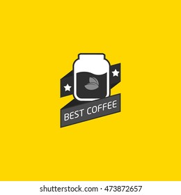 Coffee Shop Logos, Badges and Labels Design Elements. Cup, beans, cafe vintage style objects retro vector illustration.