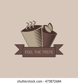 Coffee Shop Logos, Badges and Labels Design Elements. Cup, beans, cafe vintage style objects retro vector illustration.