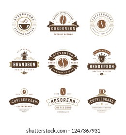 Coffee Shop Logos Design Templates Set Stock Vector (Royalty Free ...