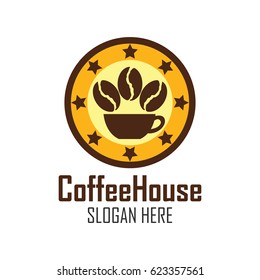 coffee shop logos, label, badge with text space for your slogan / tagline,  vector illustration.