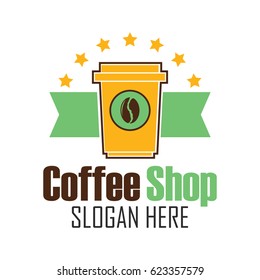 coffee shop logos, label, badge with text space for your slogan / tagline,  vector illustration.