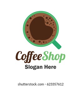 coffee shop logos, label, badge with text space for your slogan / tagline,  vector illustration.