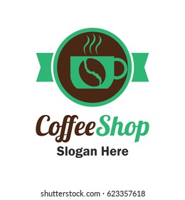 coffee shop logos, label, badge with text space for your slogan / tagline,  vector illustration.