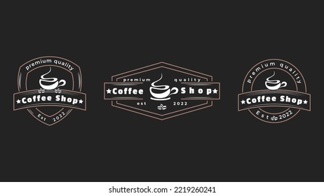 Coffee Shop Logos und Label Design Elements Set. Vintage-Stil Cafe Objekt Retro Vektorgrafik.