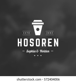 Coffee shop Logotype Design Element in Vintage Style Badge Retro vector illustration. Coffee cup symbol.