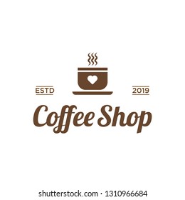 Coffee shop with love icon logo design inspiration