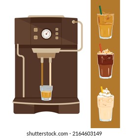 Coffee shop, coffee machine, coffee cup, coffee making. Modern flat vector concept illustration.