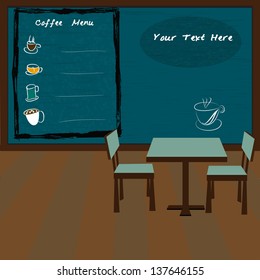 Coffee shop and menu bar drawn on chalkboard,vector eps10