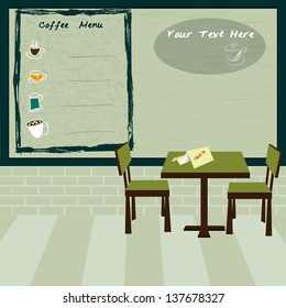 Coffee shop and menu bar drawn on chalkboard,vector eps10