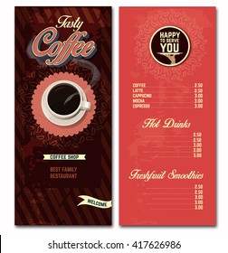Coffee shop menu design template. Coffee Shop. Pattern
