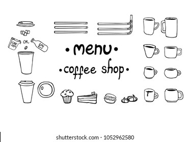 Coffee shop menu elements set