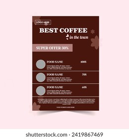 Coffee shop menu flyer template