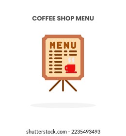 Coffee Shop Menü Symbol flach. Vektorgrafik auf weißem Hintergrund. Kann für Web, App, digitale Produkte, Präsentation, UI und viele mehr verwendet werden.