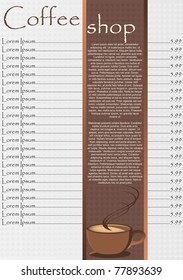Coffee Shop Menu Template. Vector Illustration
